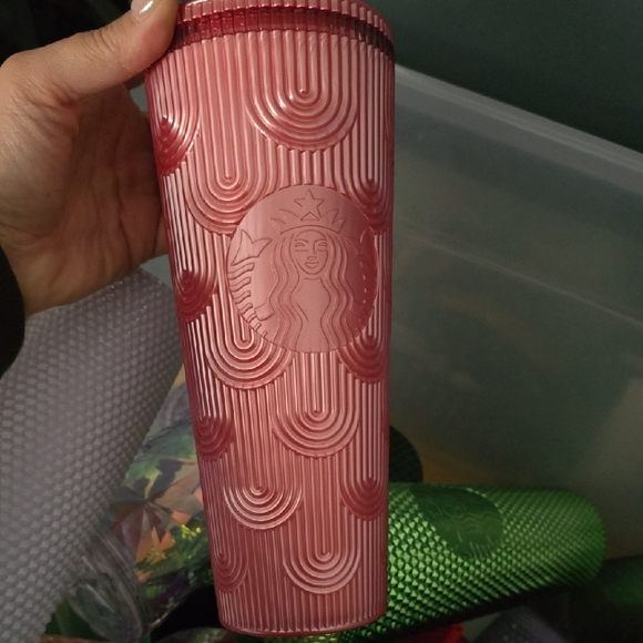 Starbucks Textured Tumblers in Green, Pink, and Silver - Picture 2 of 16
